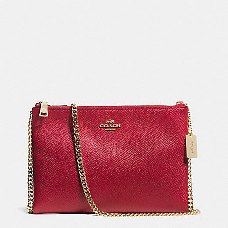 COACH f52357 ZIP TOP CROSSBODY IN LEATHER LIGHT GOLD/RED CURRANT