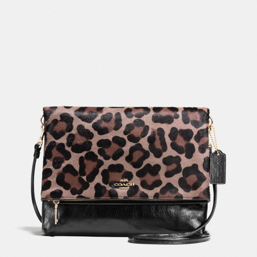 FOLDOVER CROSSBODY IN PRINTED HAIRCALF - LIGHT GOLD/BROWN MULTI - COACH F52369