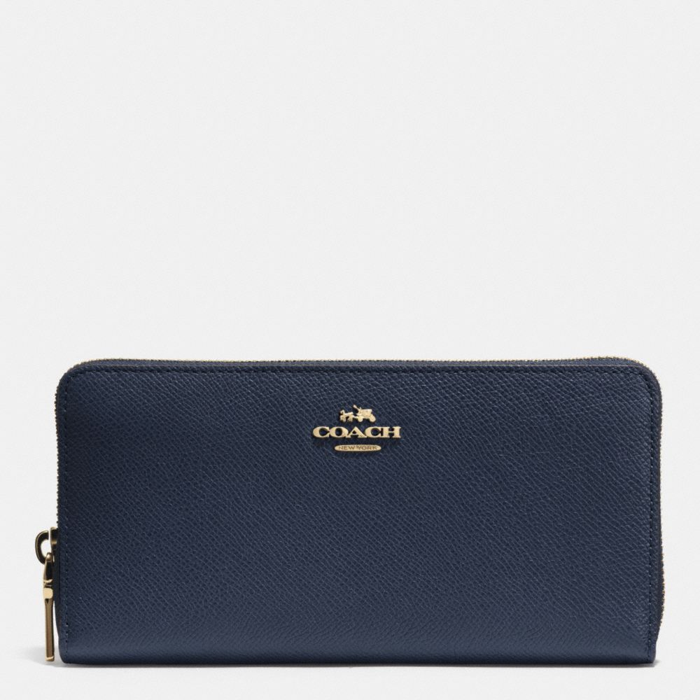 COACH F52372 - ACCORDION ZIP WALLET IN CROSSGRAIN LEATHER LIGHT GOLD/MIDNIGHT NAVY