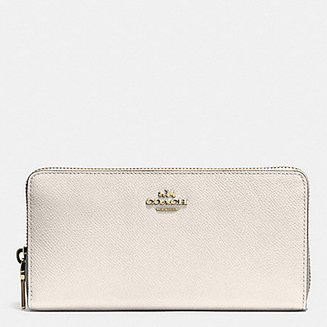 COACH F52372 ACCORDION ZIP WALLET IN EMBOSSED TEXTURED LEATHER -LIGHT-GOLD/CHALK