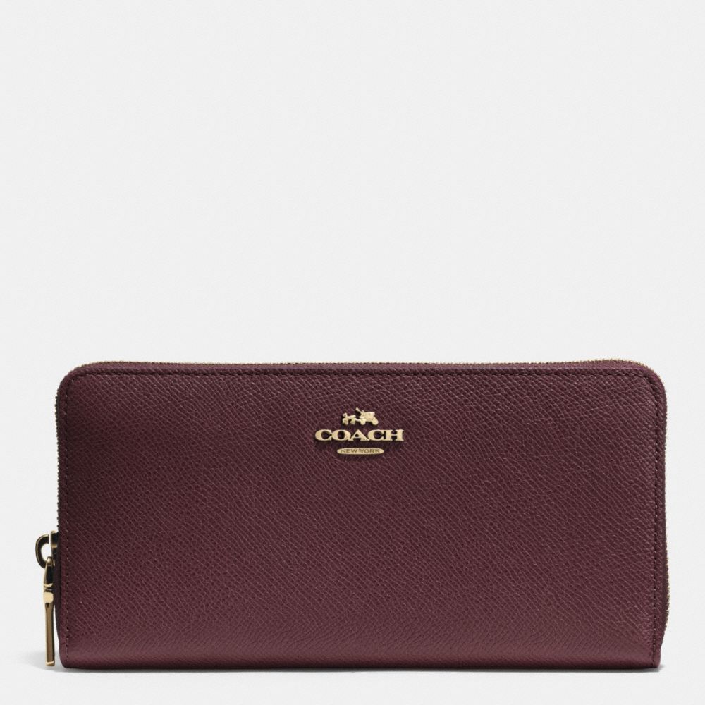 ACCORDION ZIP WALLET IN EMBOSSED TEXTURED LEATHER - LIGHT GOLD/OXBLOOD - COACH F52372