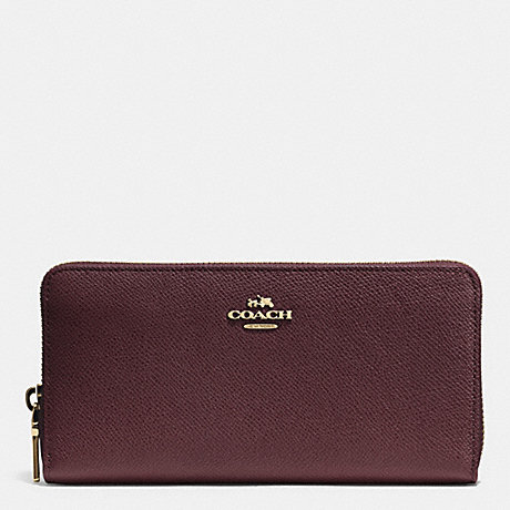 COACH F52372 ACCORDION ZIP WALLET IN EMBOSSED TEXTURED LEATHER LIGHT-GOLD/OXBLOOD