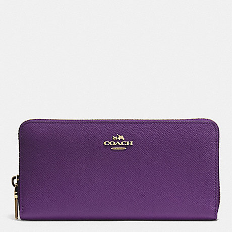 COACH F52372 ACCORDION ZIP WALLET IN EMBOSSED TEXTURED LEATHER -LIGHT-GOLD/VIOLET