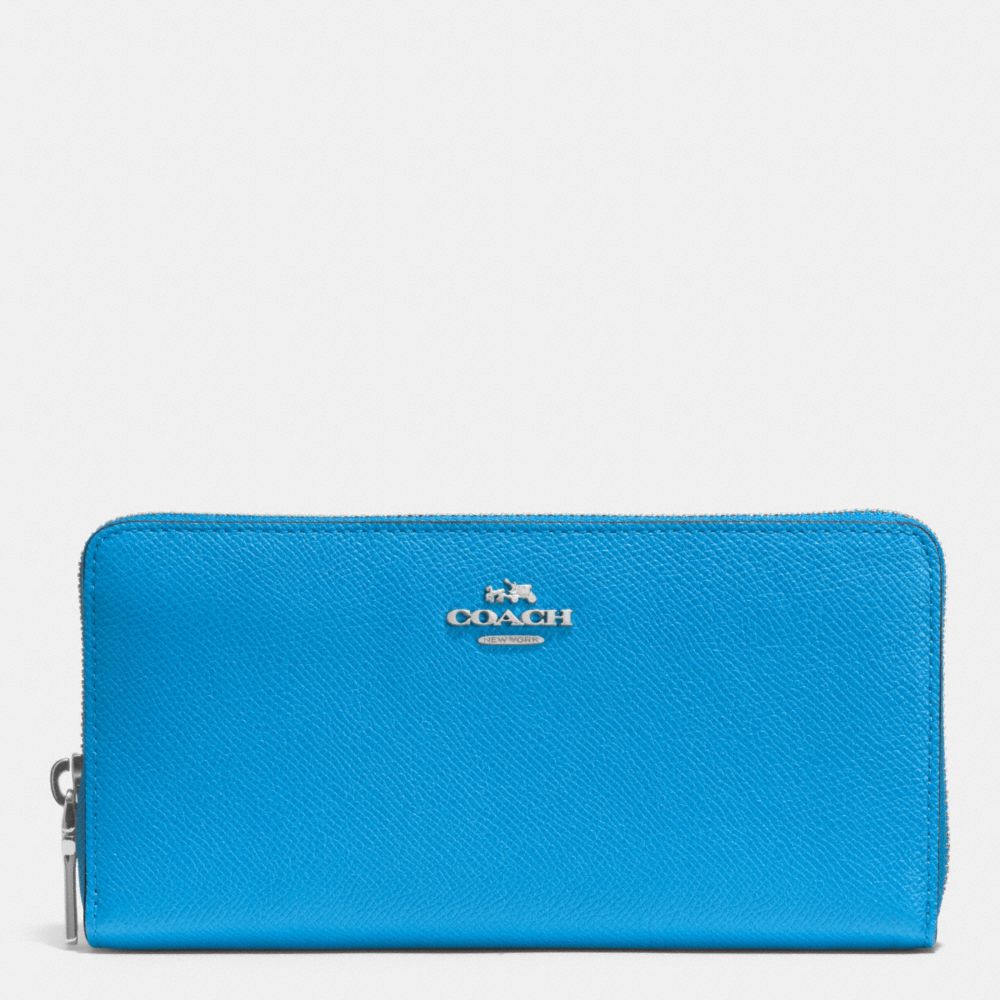 COACH ACCORDION ZIP WALLET IN EMBOSSED TEXTURED LEATHER - SILVER/AZURE - f52372