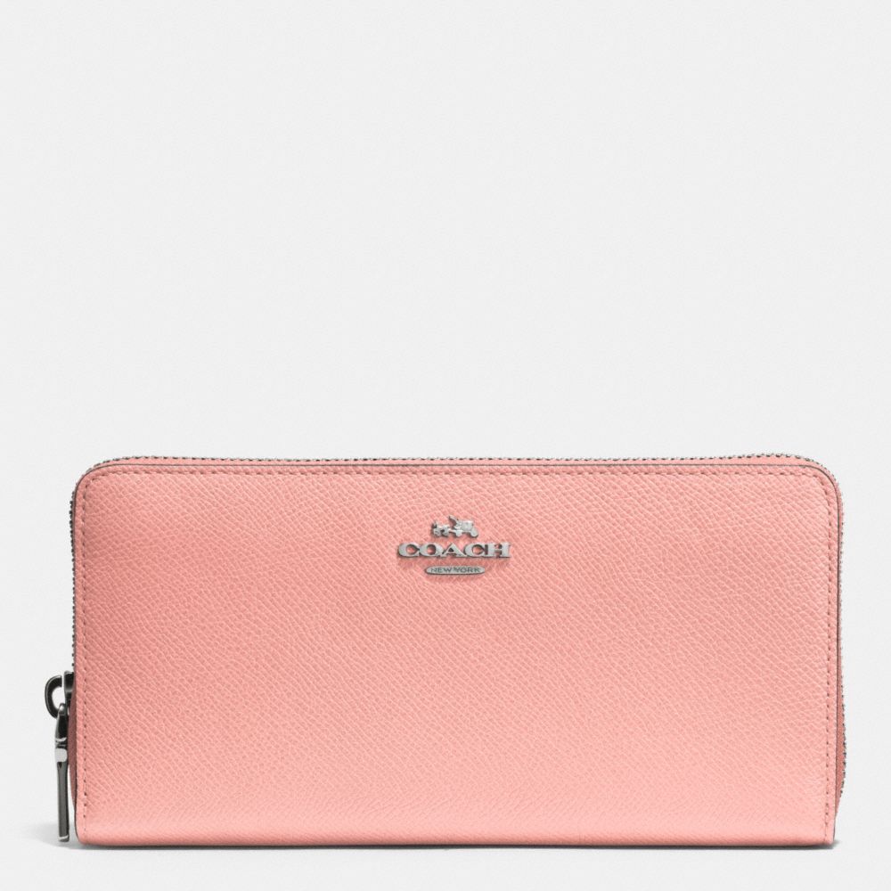 ACCORDION ZIP WALLET IN EMBOSSED TEXTURED LEATHER - f52372 - SILVER/BLUSH