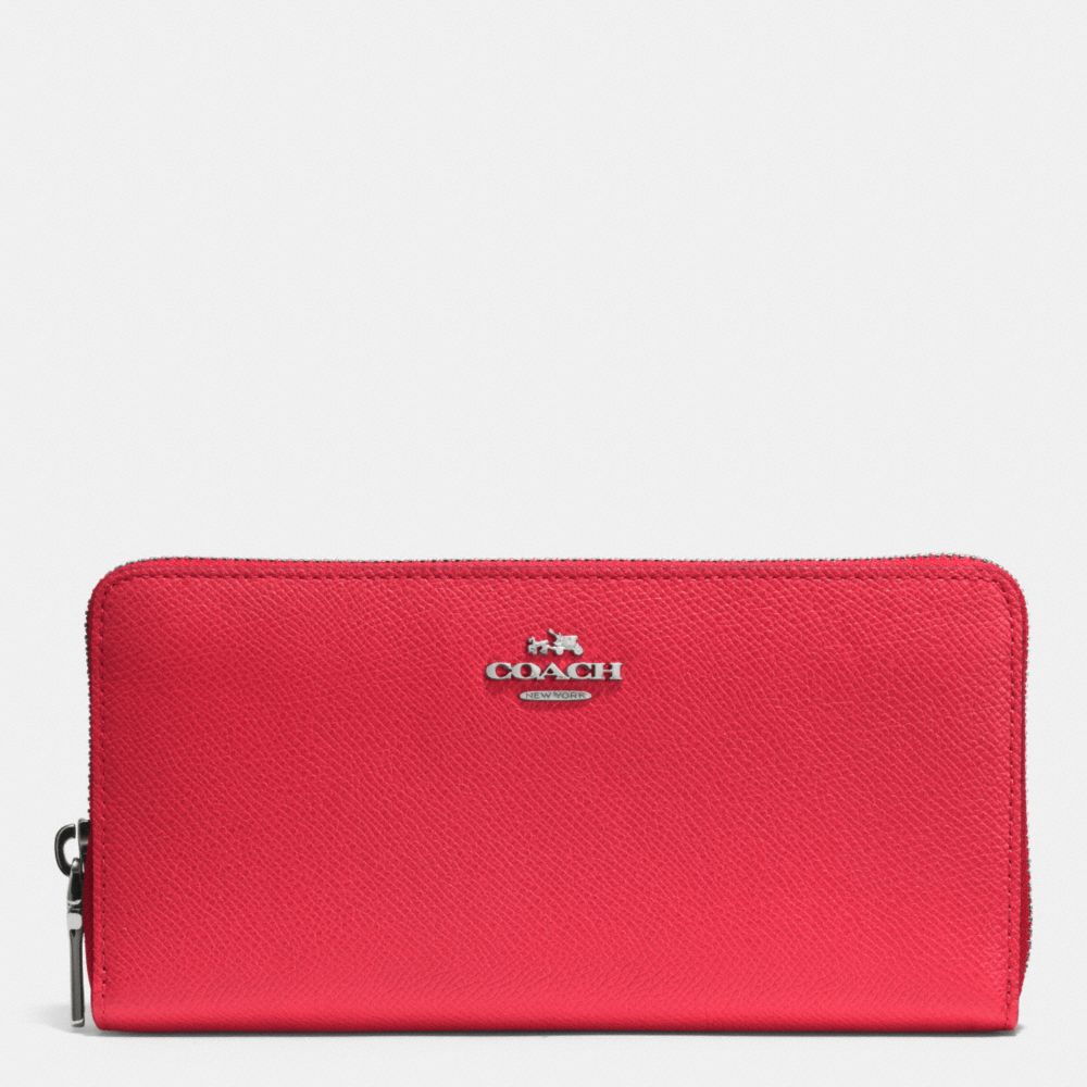 COACH ACCORDION ZIP WALLET IN EMBOSSED TEXTURED LEATHER - SILVER/TRUE RED - f52372