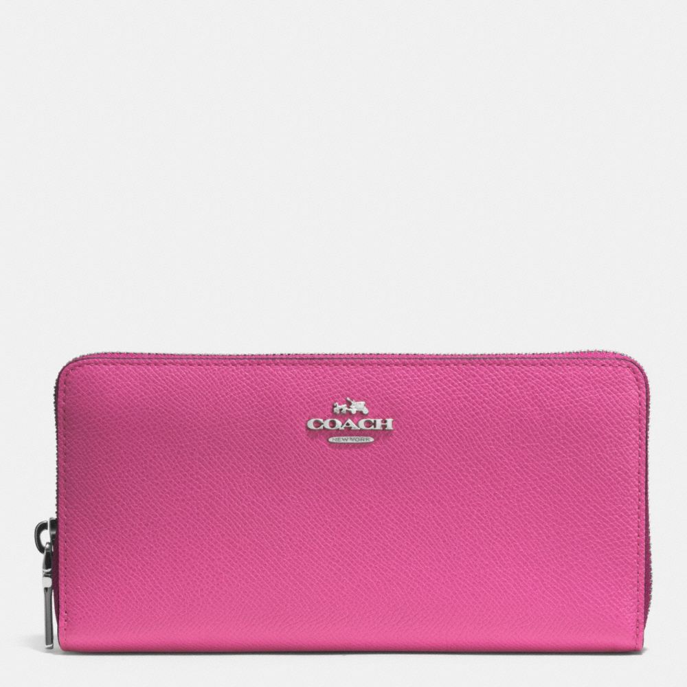 ACCORDION ZIP WALLET IN EMBOSSED TEXTURED LEATHER - f52372 -  SILVER/FUCHSIA