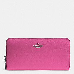 COACH F52372 Accordion Zip Wallet In Embossed Textured Leather  SILVER/FUCHSIA
