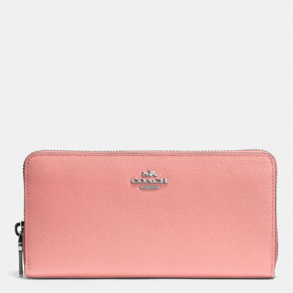 COACH F52372 Accordion Zip Wallet In Embossed Textured Leather  SILVER/PINK