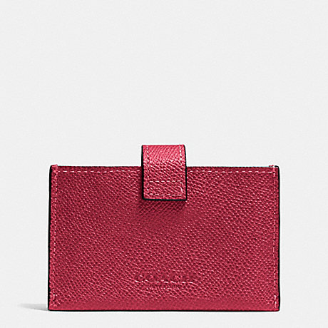 COACH F52373 ACCORDION BUSINESS CARD CASE IN EMBOSSED TEXTURED LEATHER LIGHT-GOLD/RED-CURRANT