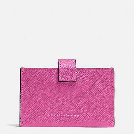 COACH ACCORDION BUSINESS CARD CASE IN EMBOSSED TEXTURED LEATHER - SILVER/FUCHSIA - f52373