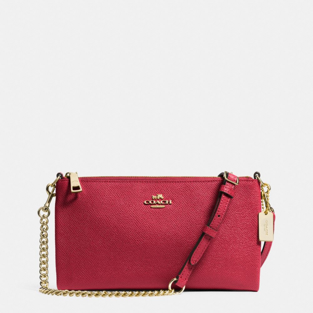 KYLIE CROSSBODY IN EMBOSSED TEXTURED LEATHER - f52385 -  LIGHT GOLD/RED CURRANT