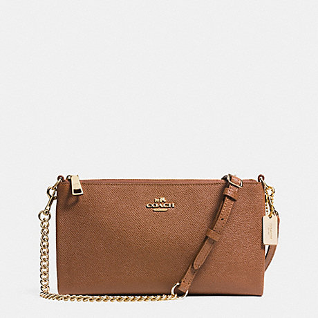 COACH F52385 KYLIE CROSSBODY IN EMBOSSED TEXTURED LEATHER -LIGHT-GOLD/SADDLE
