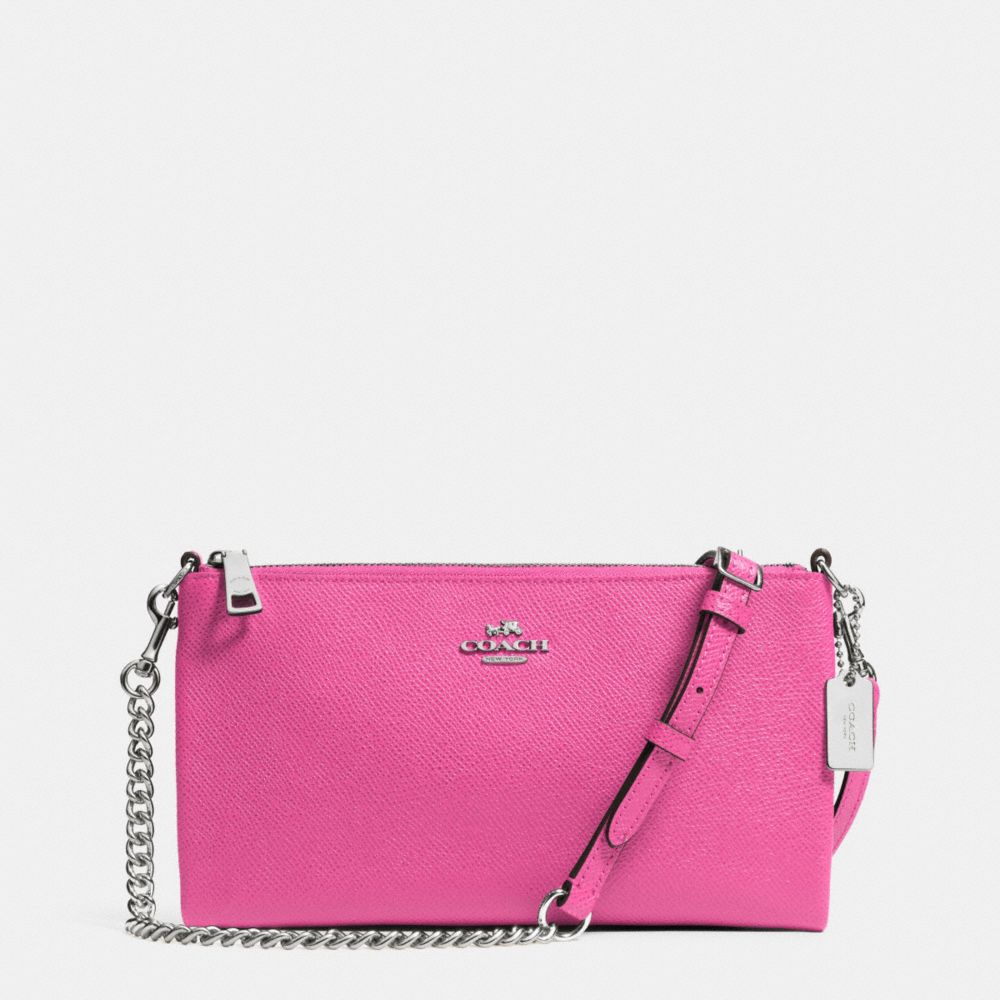 KYLIE CROSSBODY IN EMBOSSED TEXTURED LEATHER - f52385 - SILVER/FUCHSIA