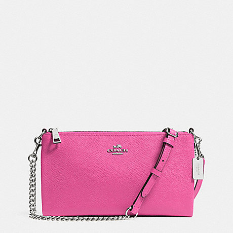 COACH KYLIE CROSSBODY IN EMBOSSED TEXTURED LEATHER - SILVER/FUCHSIA - f52385