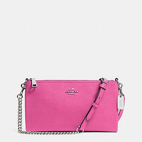 COACH f52385 KYLIE CROSSBODY IN EMBOSSED TEXTURED LEATHER SILVER/FUCHSIA