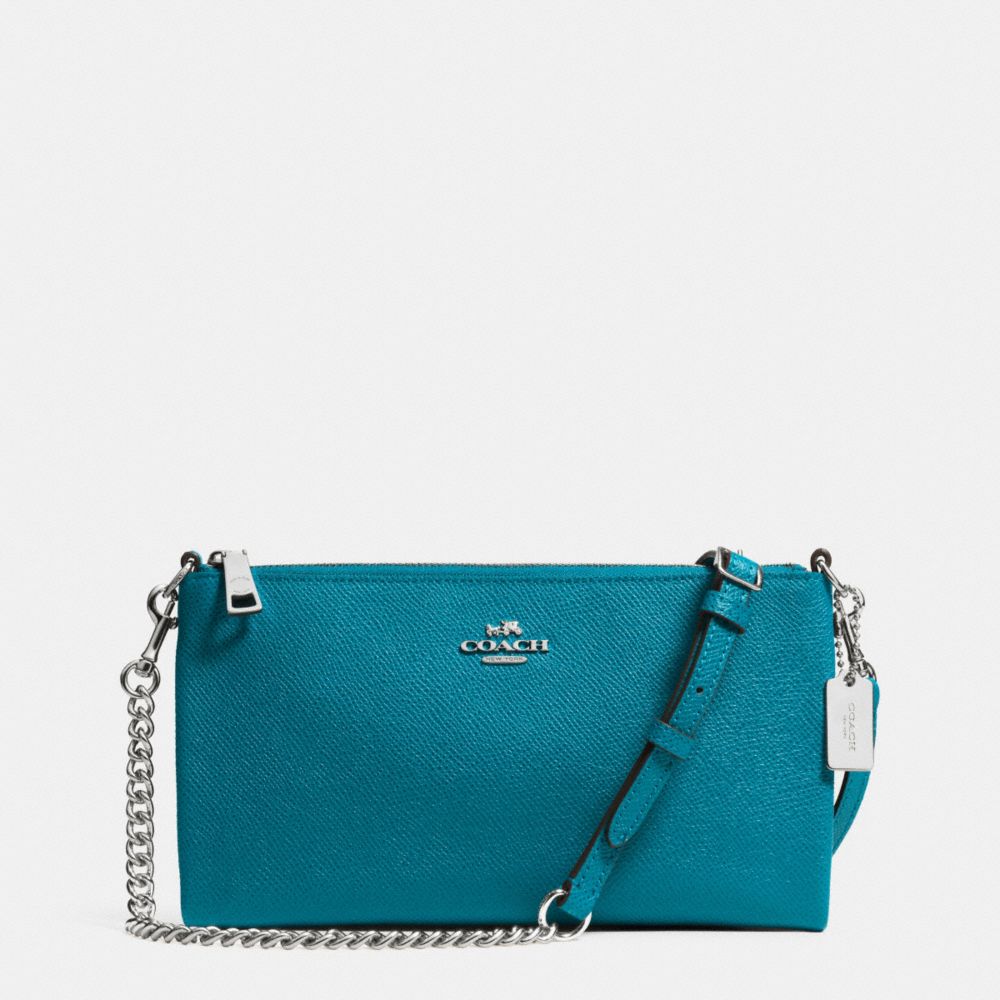 COACH f52385 KYLIE CROSSBODY IN EMBOSSED TEXTURED LEATHER SILVER/TEAL