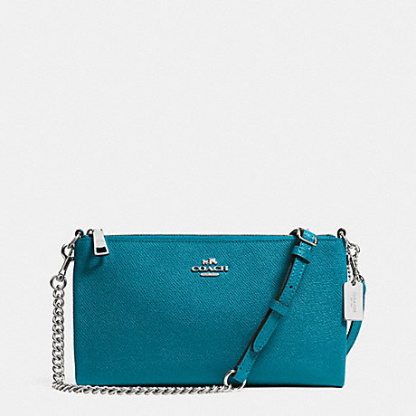 COACH F52385 KYLIE CROSSBODY IN EMBOSSED TEXTURED LEATHER SILVER/TEAL