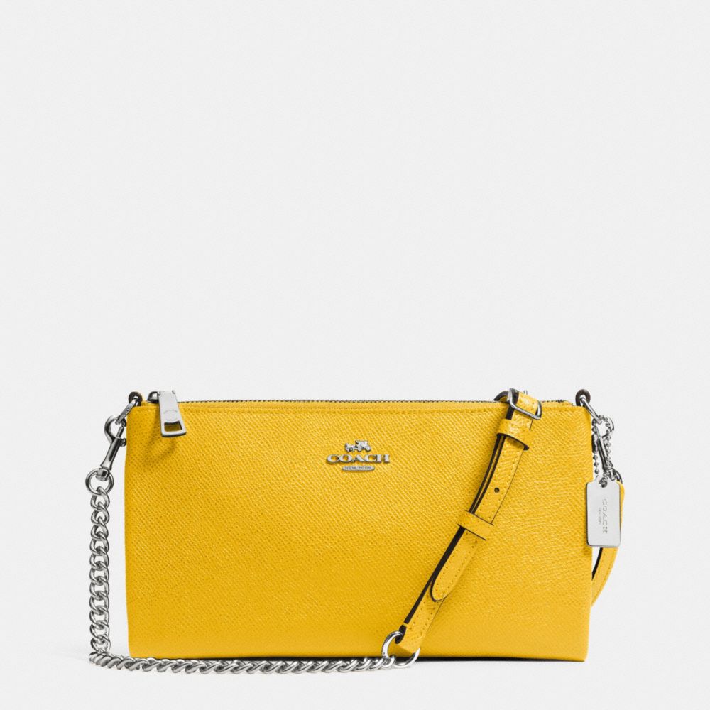 COACH F52385 HERALD CROSSBODY IN CROSSGRAIN LEATHER -SILVER/YELLOW