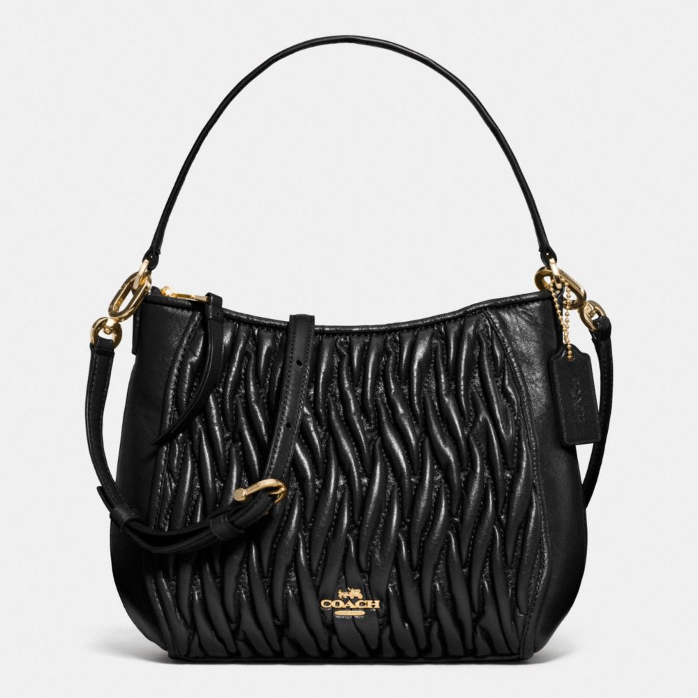 COACH F52387 TOP HANDLE IN GATHERED LEATHER LIGHT-GOLD/BLACK