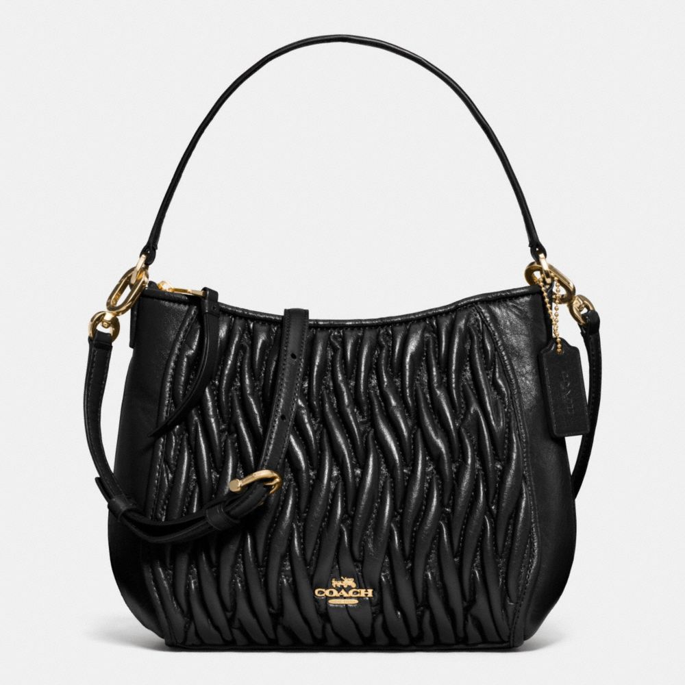 COACH f52387 TOP HANDLE IN GATHERED LEATHER LIGHT GOLD/BLACK