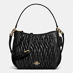 COACH F52387 Top Handle In Gathered Leather LIGHT GOLD/BLACK