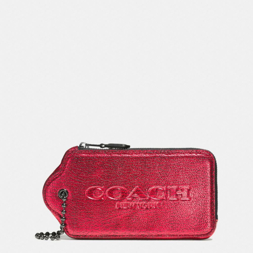 COACH f52390 HANGTAG MULTIFUNCTION CASE IN METALLIC LEATHER  VA/RED