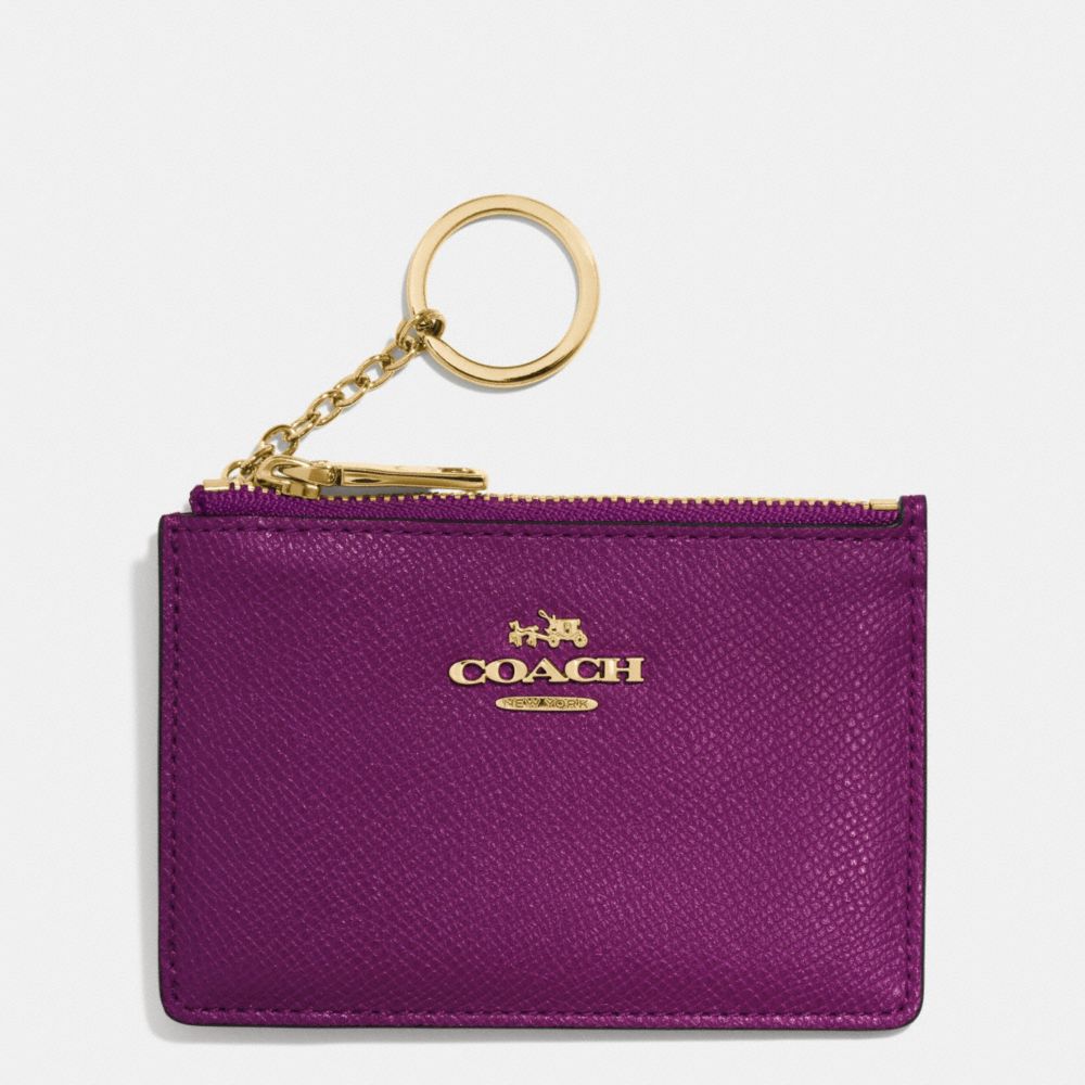 COACH F52394 MINI SKINNY IN CROSSGRAIN LEATHER LIGHT-GOLD/PLUM