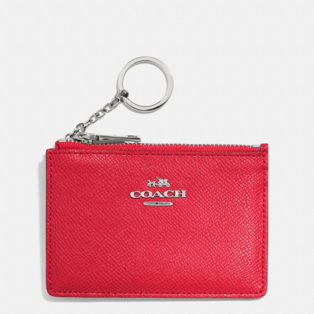 COACH F52394 Mini Skinny In Embossed Textured Leather SILVER/TRUE RED