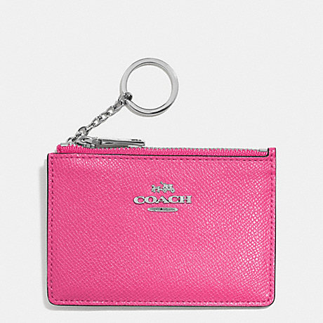 COACH F52394 MINI SKINNY IN EMBOSSED TEXTURED LEATHER SILVER/DAHLIA