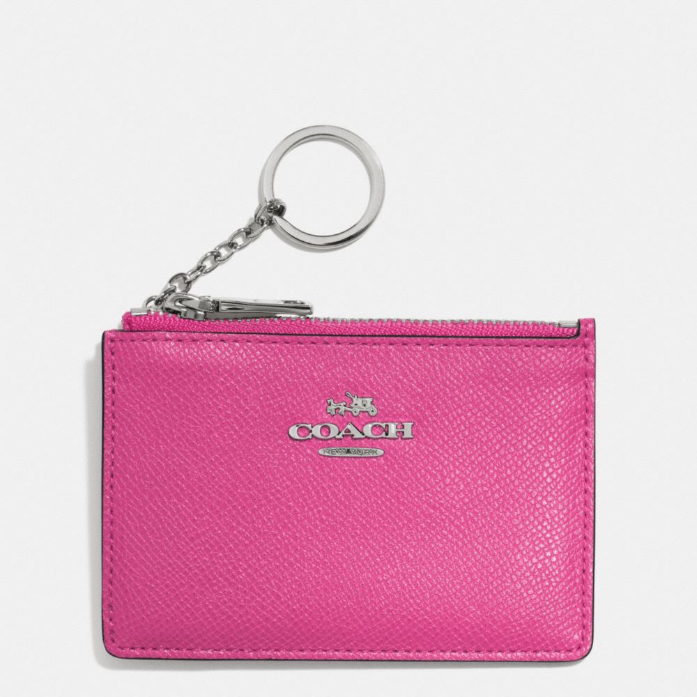 COACH F52394 Mini Skinny In Embossed Textured Leather  SILVER/FUCHSIA