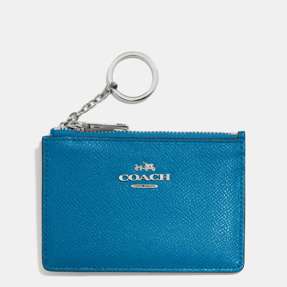 COACH f52394 MINI SKINNY IN EMBOSSED TEXTURED LEATHER SILVER/PEACOCK