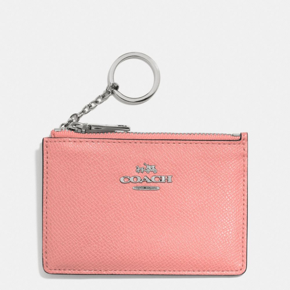 COACH F52394 MINI SKINNY IN EMBOSSED TEXTURED LEATHER -SILVER/PINK