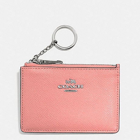 COACH f52394 MINI SKINNY IN EMBOSSED TEXTURED LEATHER  SILVER/PINK