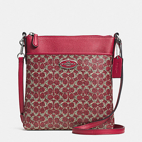 COACH f52400 NORTH/SOUTH SWINGPACK IN SIGNATURE  SILVER/RED/RED
