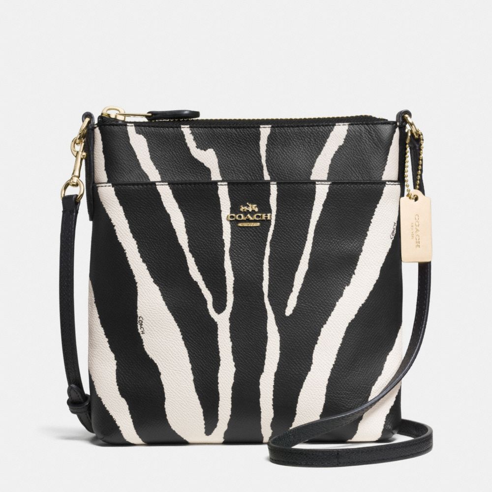 NORTH/SOUTH SWINGPACK IN ZEBRA PRINT LEATHER - LIGHT GOLD/BLACK WHITE - COACH F52409