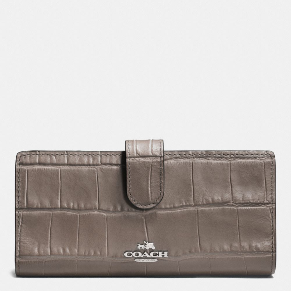SKINNY WALLET IN CROC EMBOSSED LEATHER - SILVER/MINK - COACH F52418