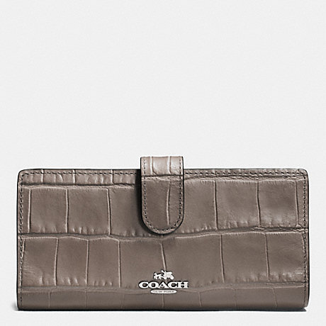 COACH F52418 SKINNY WALLET IN CROC EMBOSSED LEATHER SILVER/MINK