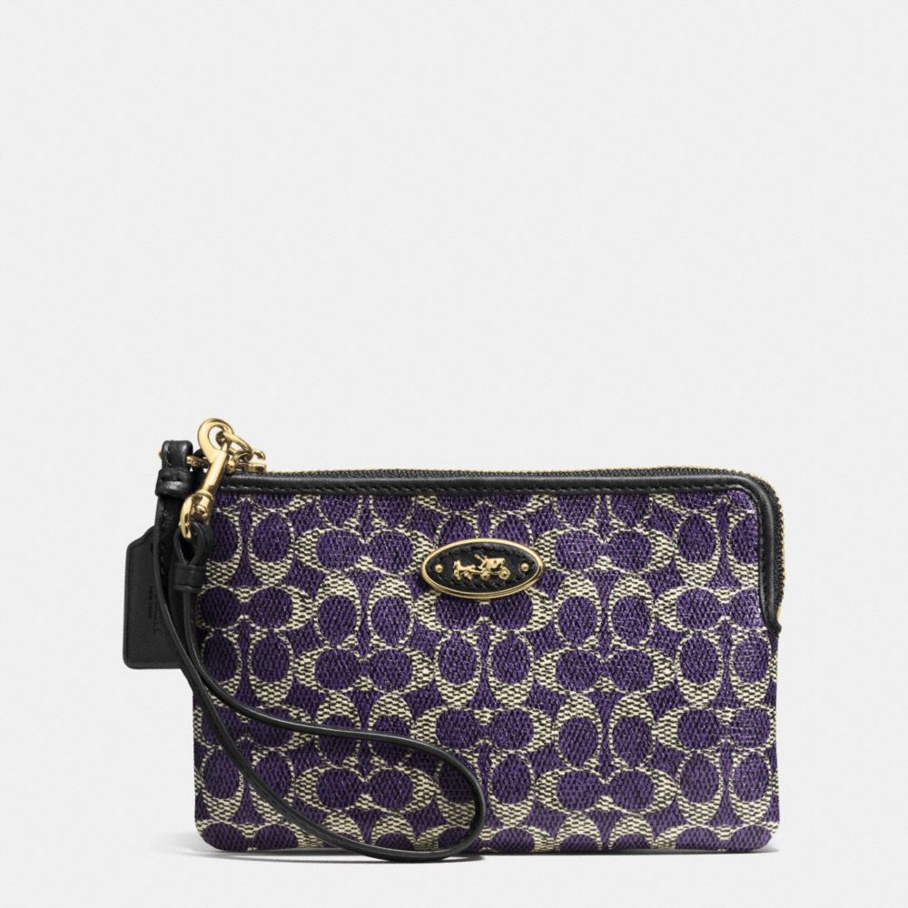 COACH f52436 SMALL L-ZIP WRISTLET IN SIGNATURE LIGHT GOLD/VIOLET/BLACK