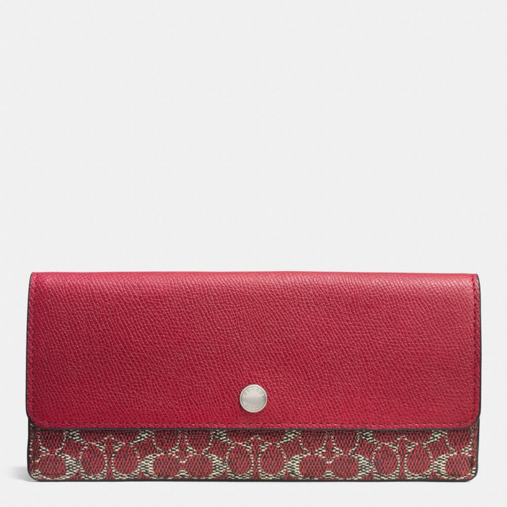 SOFT WALLET IN SIGNATURE - SILVER/RED/RED - COACH F52448