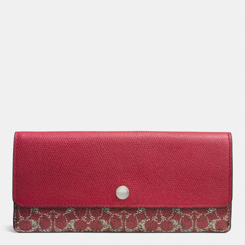 COACH f52448 SOFT WALLET IN SIGNATURE SILVER/RED/RED