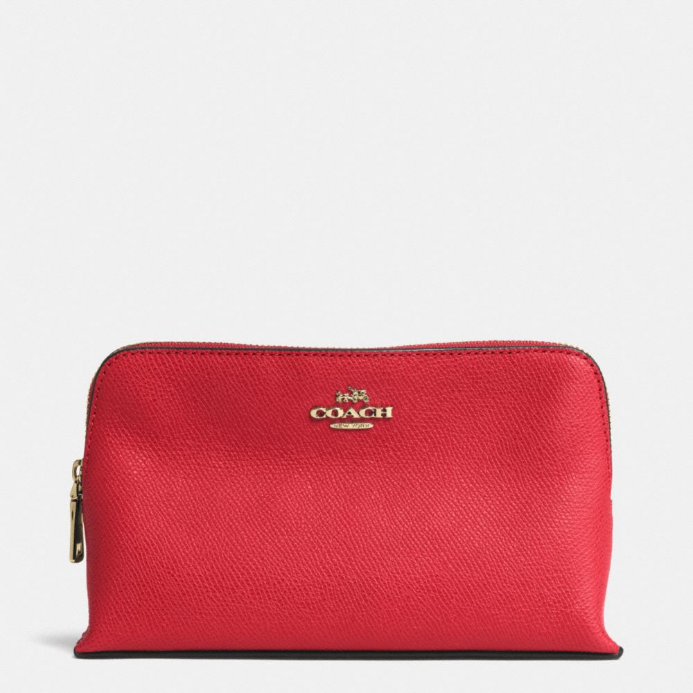 COSMETIC CASE 19 IN CROSSGRAIN LEATHER - LIGHT GOLD/RED - COACH F52461