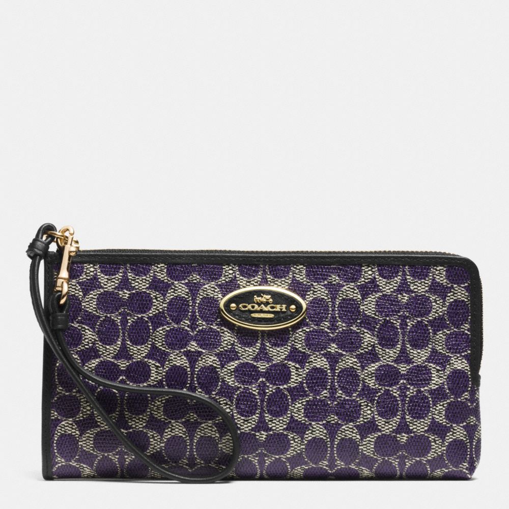 L-ZIP WALLET IN SIGNATURE COATED CANVAS - LIGHT GOLD/VIOLET/BLACK - COACH F52462