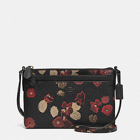 COACH f52478 SWINGPACK WITH POP-UP POUCH IN FLORAL PRINT LEATHER  BN/BLACK MULTI