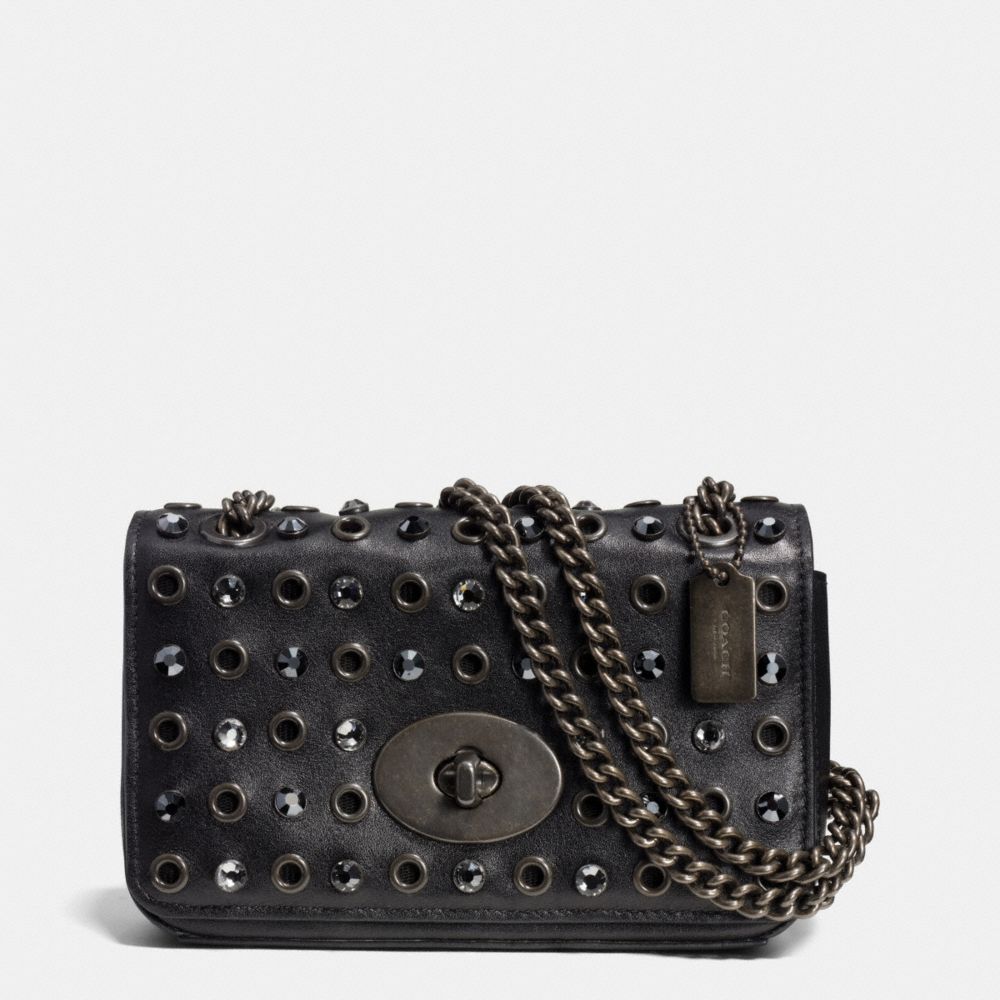 JEWELS AND GROMMETS MINI CHAIN CROSSBODY IN LEATHER - f52482 -  BNBLK