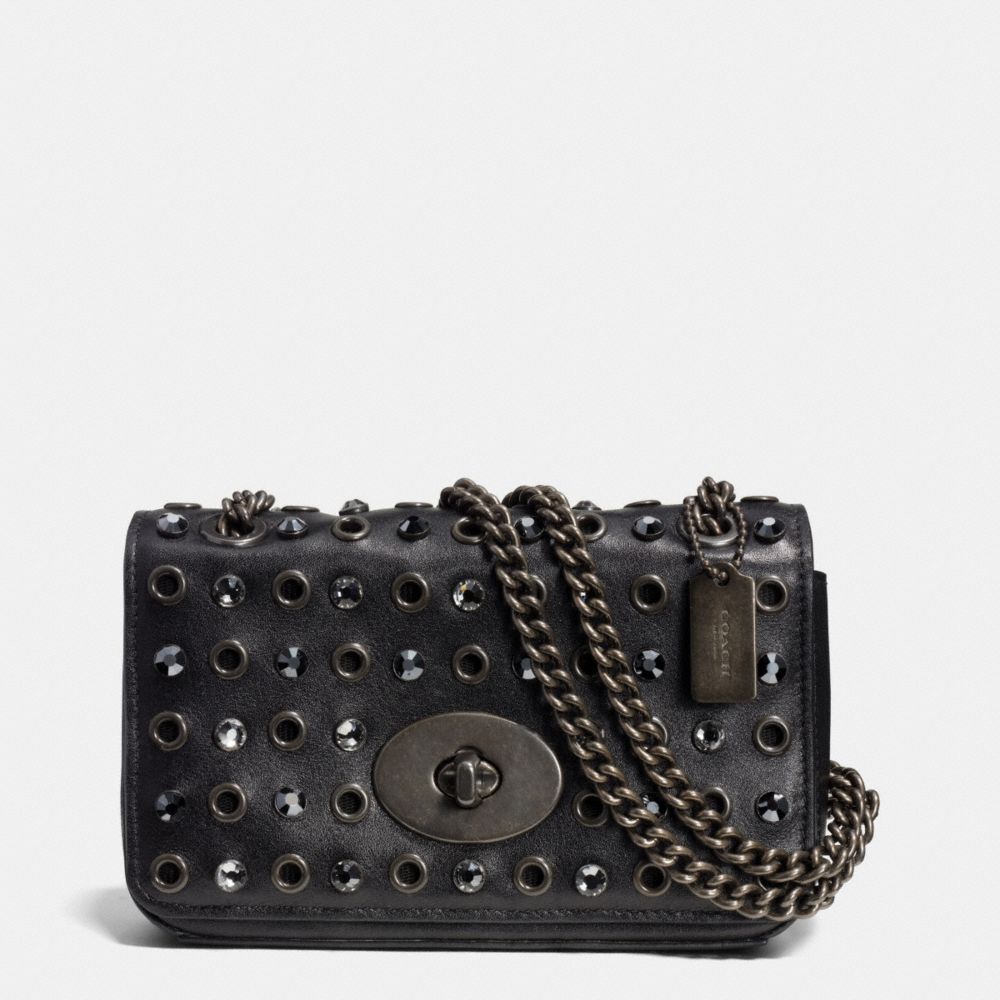 COACH F52482 Jewels And Grommets Mini Chain Crossbody In Leather  BNBLK