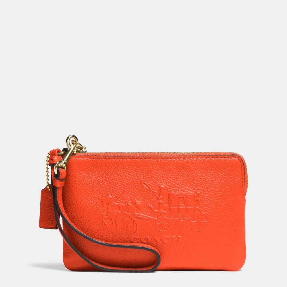 EMBOSSED HORSE AND CARRIAGE SMALL L-ZIP WRISTLET IN LEATHER - LICRL - COACH F52500