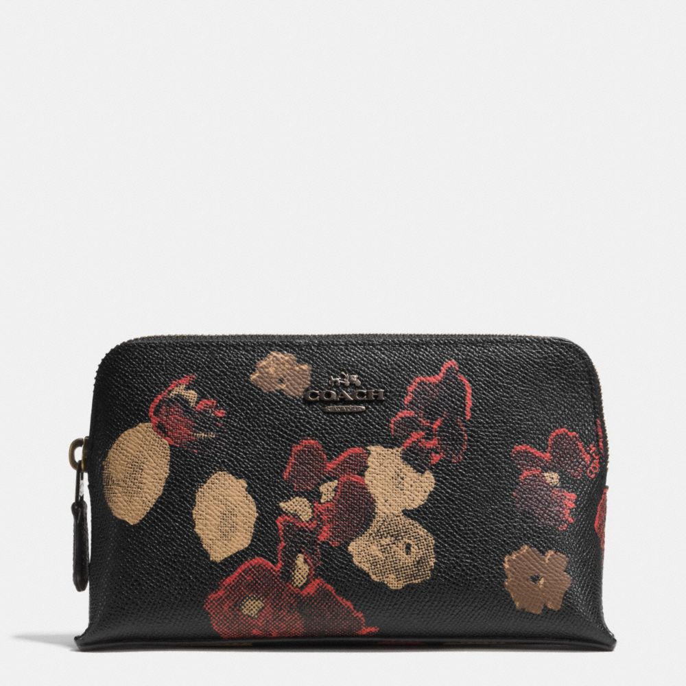 COACH F52501 Small Cosmetic Case In Floral Print Leather  BN/BLACK MULTI