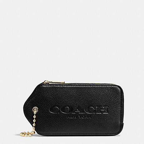 COACH f52507 HANGTAG MULITIFUNCTION CASE IN LEATHER LIGHT GOLD/BLACK