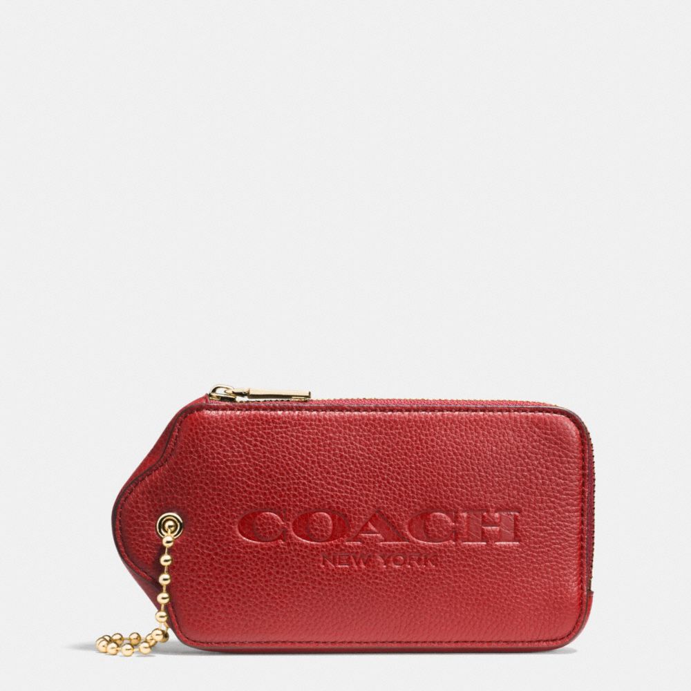 COACH F52507 HANGTAG MULITIFUNCTION CASE IN LEATHER LIGHT-GOLD/RED-CURRANT